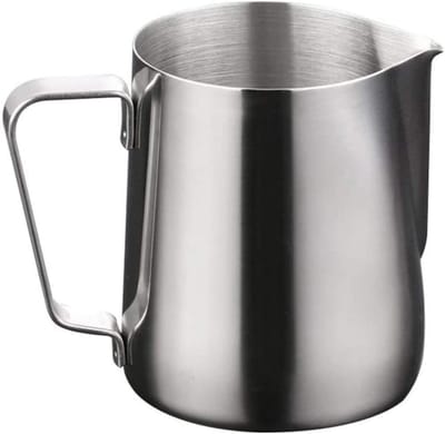 Melkopschuimer Kan - Opschuimkan Kruik - Latte Art Maken - Druppelloze Tuit - 350 ml - Zilver