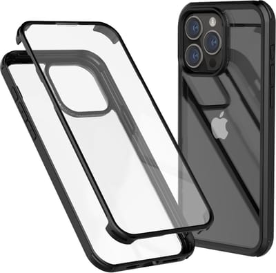 Valenta - Bumper Hoesje - iPhone 15 Pro Max - Full Cover - Tempered Glass - Zwart