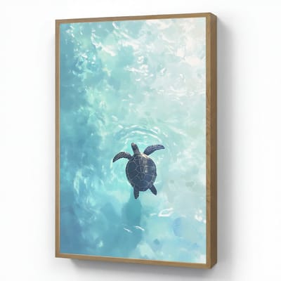 Wandlamp 60x90 cm - Oplaadbaar - Schildpad - Zee - Blauw - Schittering - Wandlampen binnen woonkamer - Slaapkamer lamp - Decoratieve nachtlamp - Vloerlamp draadloos