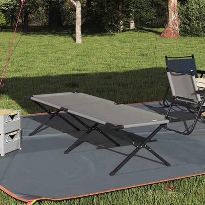 vidaXL - Opvouwbaar - Campingbed - Grijs - 210 - x - 80 - x - 46 - cm - Oxford - stof