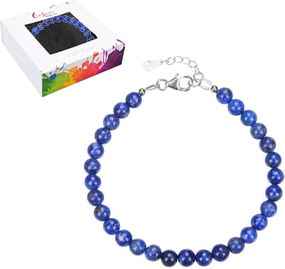 Armband Lapis Lazuli 6 mm verzilverd