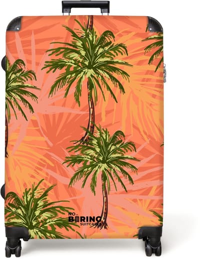 NoBoringSuitcases.com® - Koffer groot - Reiskoffer lichtgewicht - Palmbomen met fleurige achtergrond. - Rolkoffer met 4 wielen - Grote trolley XL - 98 liter bagage