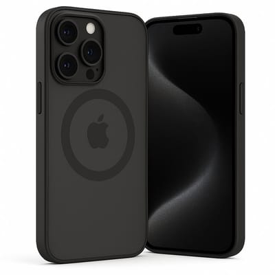 SnapSkin Hoesje geschikt voor iPhone 15 Pro - Geschikt voor MagSafe Case - Semi-Transparant Zwart