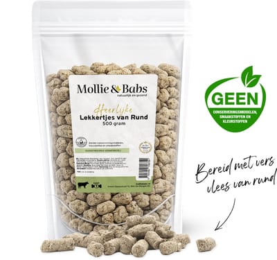 Mollie & Babs - Lekkertjes van Rund - Hondensnacks - Trainers - Trainer Snack - 50% Vers Vlees - Gezond en Zonder Toevoegingen - 500 gram