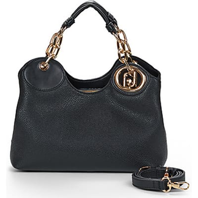 LIU JO handtas schoudertas Faiza ECS Satchel Bag Nero / Brass Gold zwart