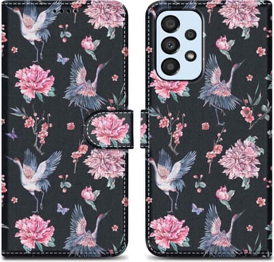 Cadorabo Hoesje geschikt voor Samsung Galaxy A33 5G - Design Kraan & Bloemen No. 9 - Beschermhoes Case Cover met magnetische sluiting, standaardfunctie en kaartvakje