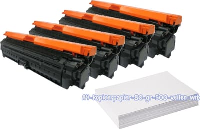 KATRIZ® huismerk toner 1set HP 650A(CE270A,CE271A,CE272A,CE273A )+ 1 Pak A4 papier |Geschikt voor HP Color LaserJet CP 5525 DN / Color LaserJet Enterprise CP 5520 series/CP 5525 series /M750 series/Laserjet Pro 5520 series/Pro 5525
