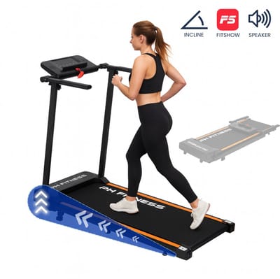 PH Fitness Loopband – 8 km/u – Incline & Handmatige Helling – Opvouwbaar / Inklapbaar – CR-A1F-2 – Black / Zwart – Bluetooth Speaker – Fitshow App – Walking Pad – Loopband voor Thuis – Loopband Fitness