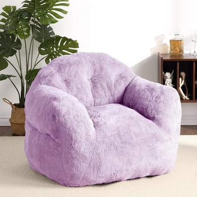 Grote zitzak van 39 inch voor volwassenen - Comfortabele zitzak - Compacte vloerzitzak met ondersteunende rugleuning en armleuningen, gemakkelijk te reinigen stof - 99 × 94 × 70 cm - Paars