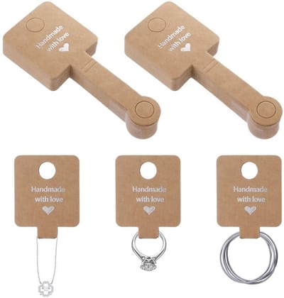 Displaykaarten 100 stuks - Zelfklevende Oorbellenkaarten - Kraftpapier - 10 x 4 cm - Sieraden - Perfect voor Halskettingen - Sieradenkaart
