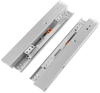 Dailygoods- Ladegeleiders Soft-Close - Bodemmontage - 1 Set - 180 mm - Hoogwaardige Staal - Tot 35 kg Belastbaar - Ladegeleider