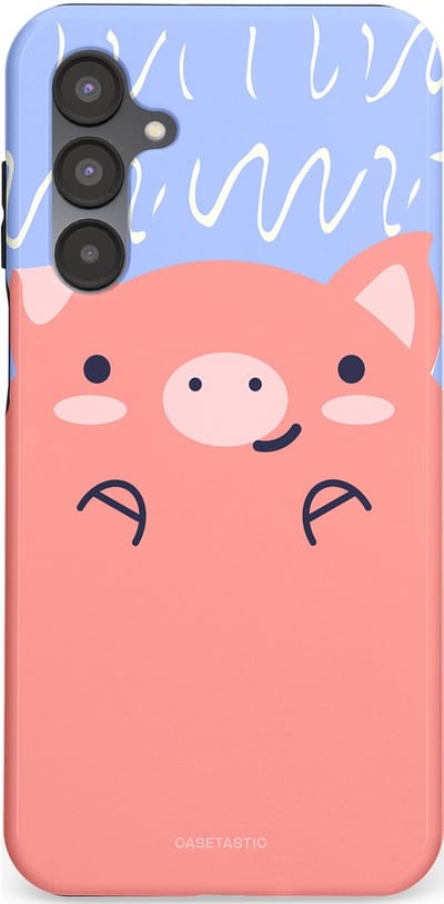 Casetastic hoesje geschikt voor Samsung Galaxy A16 - Dubbellaagse bescherming - Knuffel van varken - Fashion Case - Koraal Lichtblauw