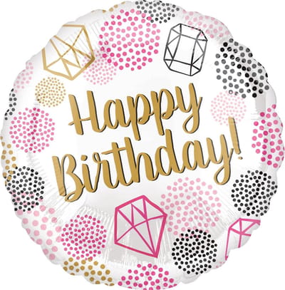 Amscan Folieballon Happy Birthday 43 Cm Wit/goud