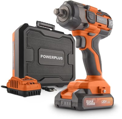 Powerplus Dual Power batterij slagmoersleutel POWDP20161 - 1/2" snoerloze slagmoersleutel 20 V, 4350 tpm en 220 Nm, incl. accu en lader