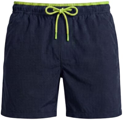 Seersucker Zwemshort Lavos - Donkerblauw / Limegroen - Maat 3XL - Zwemshort Heren Donkerblauw - Swimwearclub