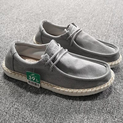 Printemps Et Été Respirant Semelle Souple Chaussures De Pêcheur En Lin Pour Homme Une Pédale Léger Décontracté Bas Haut Tendance 41 gris