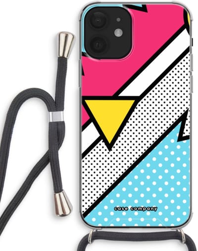 Case Company® - Hoesje met koord geschikt voor iPhone 12 mini hoesje met Koord - Pop Art #3 - Telefoonhoesje met Zwart Koord - Bescherming aan alle Kanten en Over de Schermrand