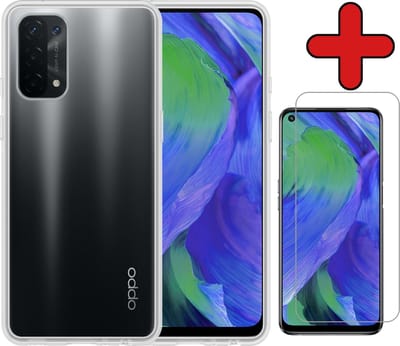Hoesje - Met Screenprotector - Geschikt voor OPPO A54 5G - Sterk & Shockproof - Telefoon Hoes - Back Cover - Siliconen Case - Telefoonhoes - Transparant