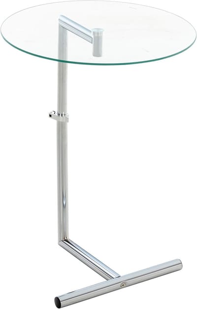 Glazen bijzettafel - Ronde tafel - Ontspannen op bank - In hoogte verstelbaar - 45x45x41 cm - Helder glas