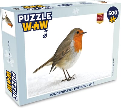 Puzzel Roodborstje - Sneeuw - Wit - Legpuzzel - Puzzel 500 stukjes