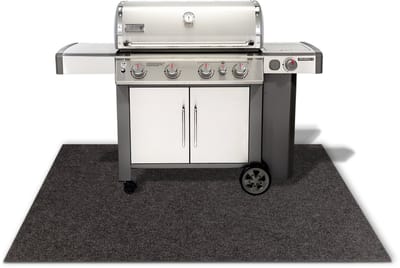 FLOORDIREKT Dalton Barbecuemat - Vloerbescherming - Barbecuetapijt - Barbecuebeschermingsmat - Vlamvertrager Onderlaag voor Gasbarbecue of Houtskoolbarbecue BBQ - Voor Buiten & Balkon - 100 x 120cm