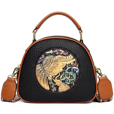 Tas voor Dames Zacht Leer Handgedragen Kleine Ronde Tas, Nieuwe Casual en Veelzijdige Onafhankelijke Drie-laags Enkele schouder Crossbody Tas black