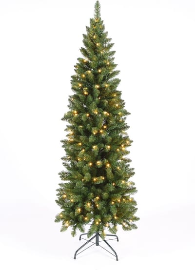 Everlands Pencil pine - smalle kunstkerstboom met verlichting groen 2,1m x 60cm