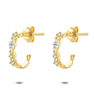 Twice As Nice Oorbellen in 18kt verguld zilver, ellips en rondjes