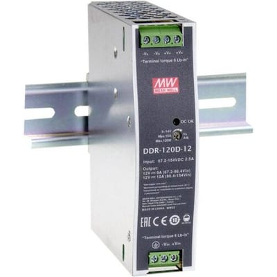 MEAN WELL DDR-120C-12 DIN-rail DC/DC-converter 12 V/DC 10 A 120 W Aantal uitgangen:1 x Inhoud 1 stuk(s)