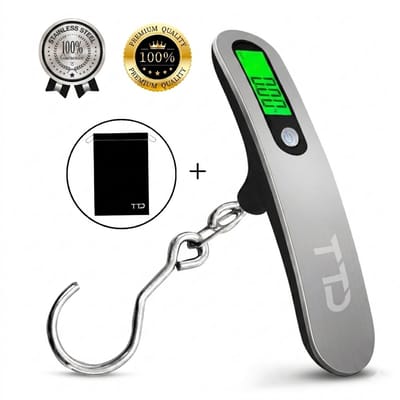 TTD® Kofferweegschaal met Haak en Travel Bag - Weegcapaciteit 50 kg - Bagageweegschaal - Bagageweger - Hangweegschaal - Digital Luggage Scale - Kofferweger - Reizen met Vliegtuig - kg/g/lbs/oz - Inclusief Batterijen - Zwart