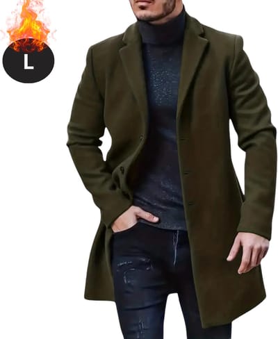 Livano Winterjas - Trenchcoat - Heren - Winter - Herfstjas - Volwassen - Stijlvol - Knopen - Legergroen - L