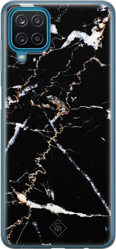 Casimoda® hoesje - Geschikt voor Samsung A12 - Marmer Zwart - Backcover - Siliconen/TPU - Zwart