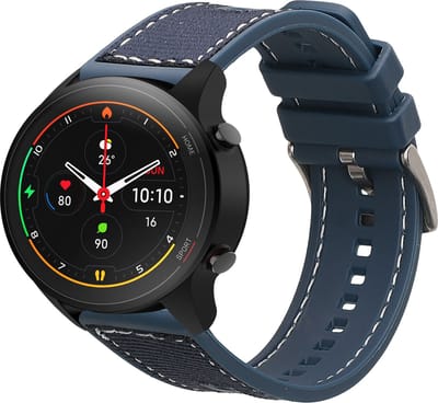 kwmobile smartwatch bandje geschikt voor Xiaomi Mi Watch Color Sport / S1 Active polsband - Armband voor fitnesstracker - Siliconen en nylon horlogeband in donkerblauw