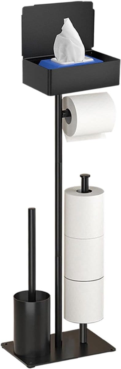 NBAP® Toiletbutler - Toiletrolhouder Staand - Zwart