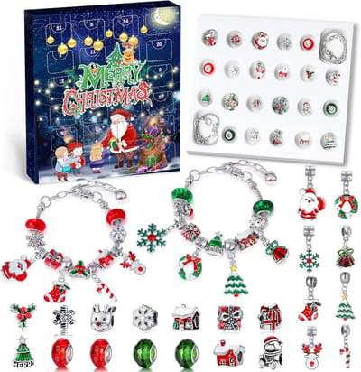 Adventskalender 2026 voor meisjes - DIY bedelarmband - 24 vulbare kerstkalenders - tel af naar kerst - ShopVlot