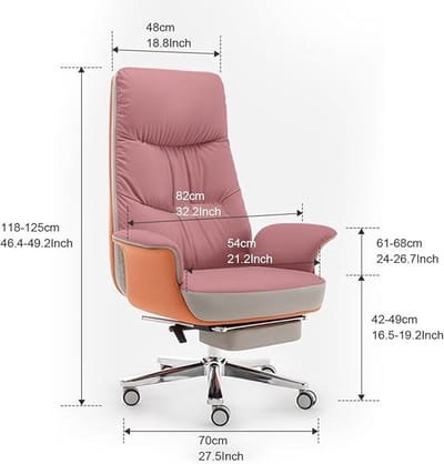 Ergonomische Executive Bureaustoel Echt Leer – Verstelbare Computerstoel met 3D Rugleuning, Uitschuifbare Voetsteun, 360° Draaibaar, Belastbaar tot 150 kg, Hoogte Verstelbaar 118–125 cm