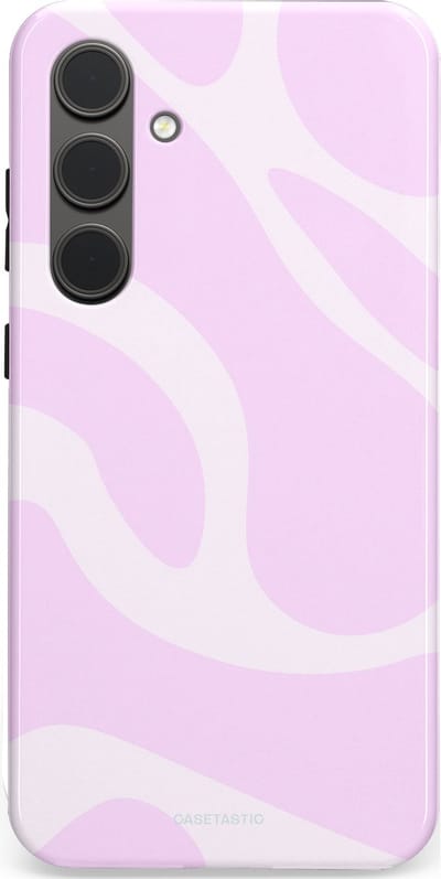 Casetastic hoesje geschikt voor Samsung Galaxy S24 Plus - Dubbellaagse bescherming - Vrolijk Roze Suikerspin Curves - Fashion Case - Lichtroze Wit