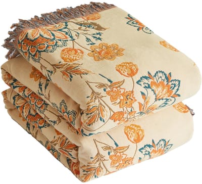 Premium Boho sprei 100% katoenen knuffeldeken met franjes Dubbelzijdige mousseline Boho-deken 200x230 cm, knusse bankdeken & bedsprei