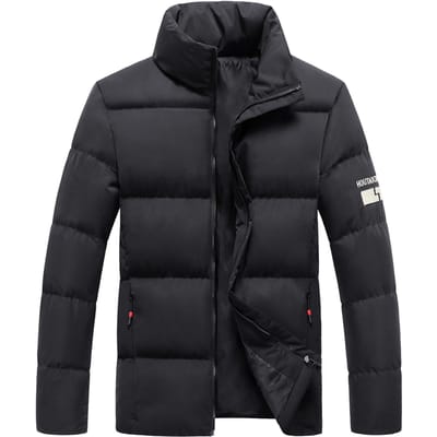 Winter Standkraag Heren Grote Maat Effen Kleur Katoenen Jas Dons Katoenen Kleding Verdikte Heren Katoen-gevulde Jas 5XL zwart