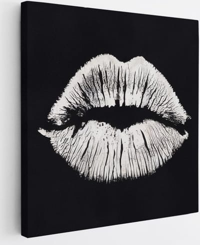Saammp Canvas Schilderij - Afdruk lippen - Abstract - 20x20 - Foto op canvas - Wanddecoratie - Muurdecoratie Woonkamer - Slaapkamer decoratie - Canvas Print