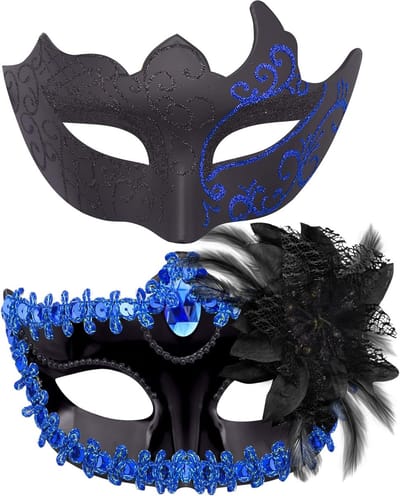 Masquerade Masker van Plastic voor Halloween en Carnaval - Zwart en Blauw, Perfect voor Feestjes en Kostuums voor Stellen