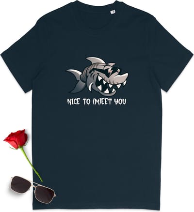 Heren T Shirt Haai - Korte Mouw - Blauw - Maat S