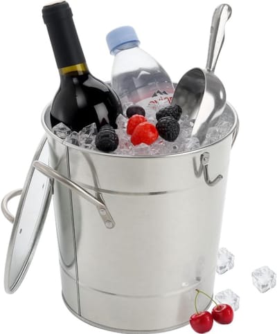 Grote IJsemmer met Deksel en Schep - 4L Dubbelwandige Drankkoeler voor Feestjes en BBQ