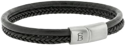 STEEL & BARNETT - Leren Armband Heren - Denby - Zwart - Maat S
