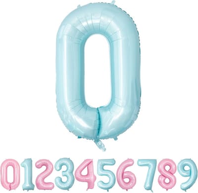 Grote Verjaardagsballon Cijfer 0 - Blauw Pastel XXL Folieballon 101 cm - Decoratie voor Kinderfeestjes