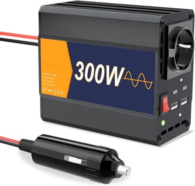 HEZIVO® Omvormer 12v 230v - Zuivere Sinusgolf - Spanningsomvormer - 4x USB 1x AC - 300/600 W