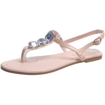 Dames Mode Slippers Zomer Clip Teen Sandalen Metalen Gesp Strand Flats Zoete Bohemien Stijl Casual Dames Schoenen Sandalias 39 beige