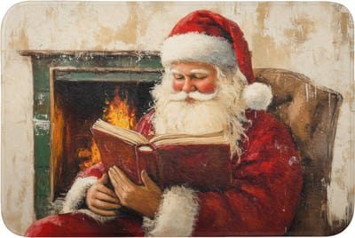 Badmat 90x60 cm - Antislip - Kerst - Kerstman - Winter - Open Haard - Badmatten voor badkamer - Badkamermat - Douchemat - Badkamer mat
