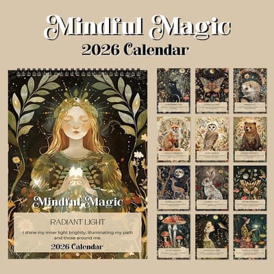 SnelShoppen - Mindful Magic Wandkalender 2026, Inspirerende Maandkalender met Affirmaties, Bureau- en Thuisgebruik, 12 Bladen, Positief Denken, Mindfu