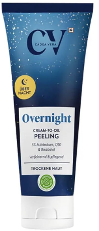 CV Overnight Cream-to-Oil Peeling - Nachtroutine Peeling | 1x 75ml - Met melkzuur, Q10 en bisabololie | Vegan - Droge Huid - Nachtcrème